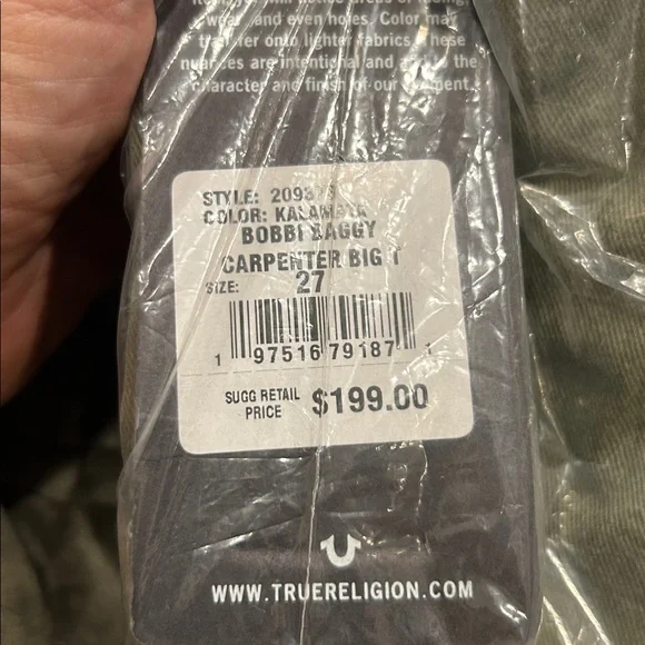 True Religion Bobbi Big T Baggy Carpenter Pant Kalamata 27 - Picture 8 of 8